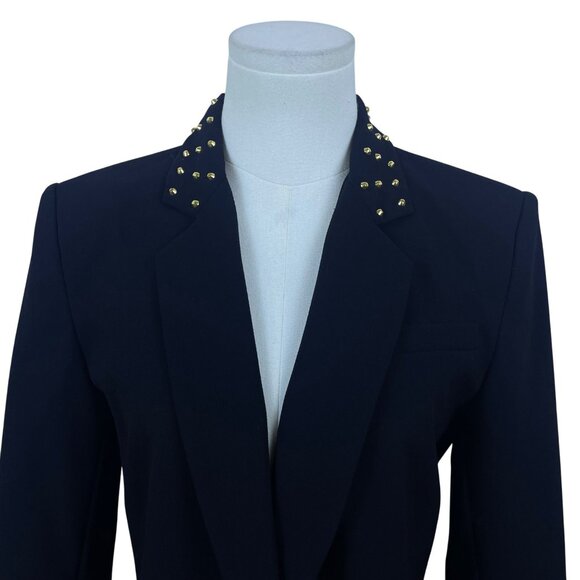Aqua Women's Black Studded Collar Blazer Size 6 Stylish One Button - Picture 4 of 8